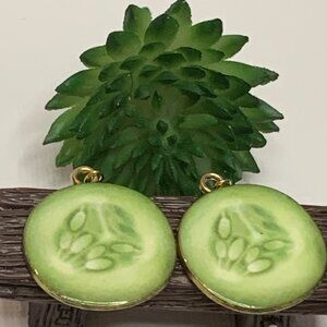 Pickle Earring, Cucumber Earring, Funny Food Earring, Gift, Vegetable Ea…